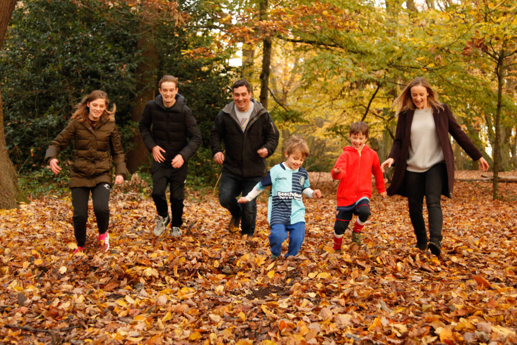 running in the leaves