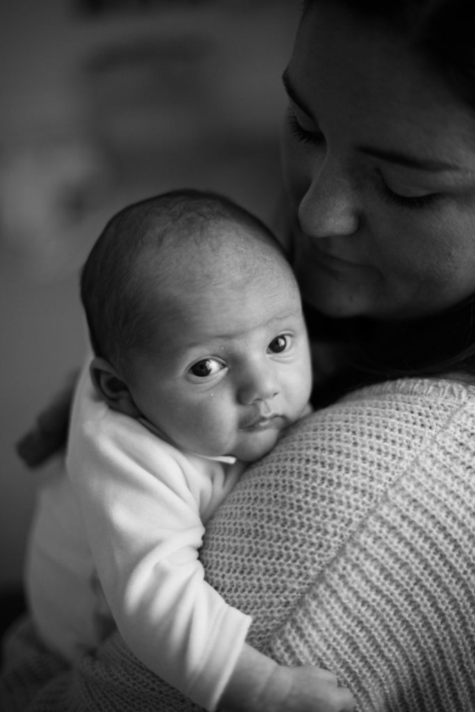 black and white newborn photography